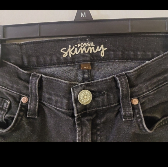 FOSSIL WOMENS SLATE BLACK SKINNY DENIM JEANS - Picture 5 of 11